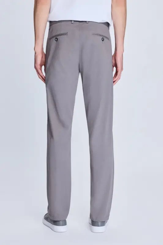 Gri Regular Fit Yandan Cepli Casual Kanvas Pantolon - Gri - 4