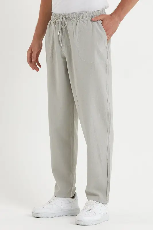 Gri Renk Erkek Keten Pantolon 1480 - GRİ - 2