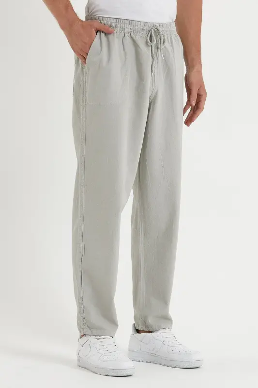 Gri Renk Erkek Keten Pantolon 1480 - GRİ - 3
