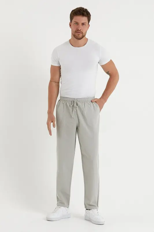 Gri Renk Erkek Keten Pantolon 1480 - GRİ - 6