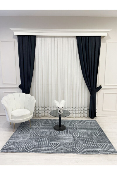 Gri Renk Kabartmalı Görünüm Lateks Deri Taban Halı-Gri - 5