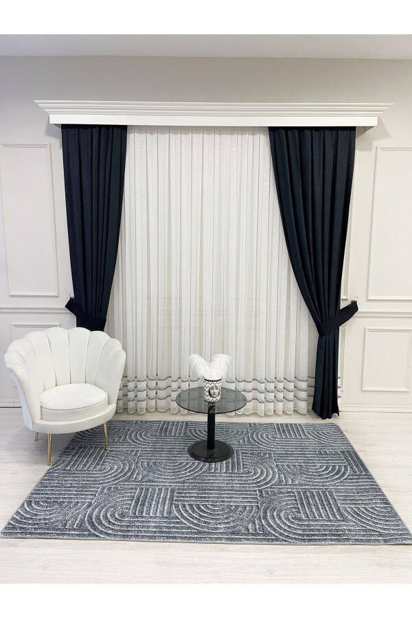 Gri Renk Kabartmalı Görünüm Lateks Deri Taban Halı-Gri - 5