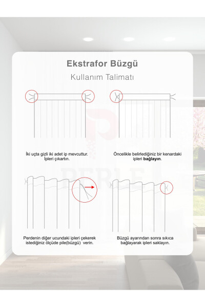 Gri Renk Keten Görünümlü Düz Tül Perde Ütü Istemez - 8