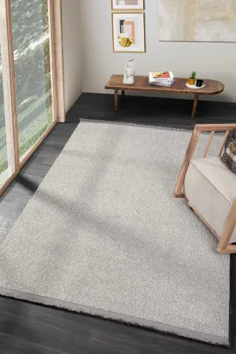 Gri Saçaklı Modern Dokuma Halı Salon Oturma Odası Yatak Odası Koridor Halısı Yolluk Gri - Gri - 4