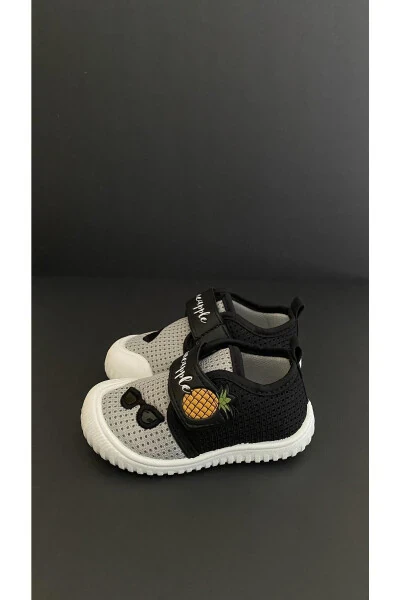 Gri Siyah Ortopedik Erkek Bebek Çocuk Yazlık Keten Kreş Günlük Ayakkabı 3270-gri - Modazone (1)