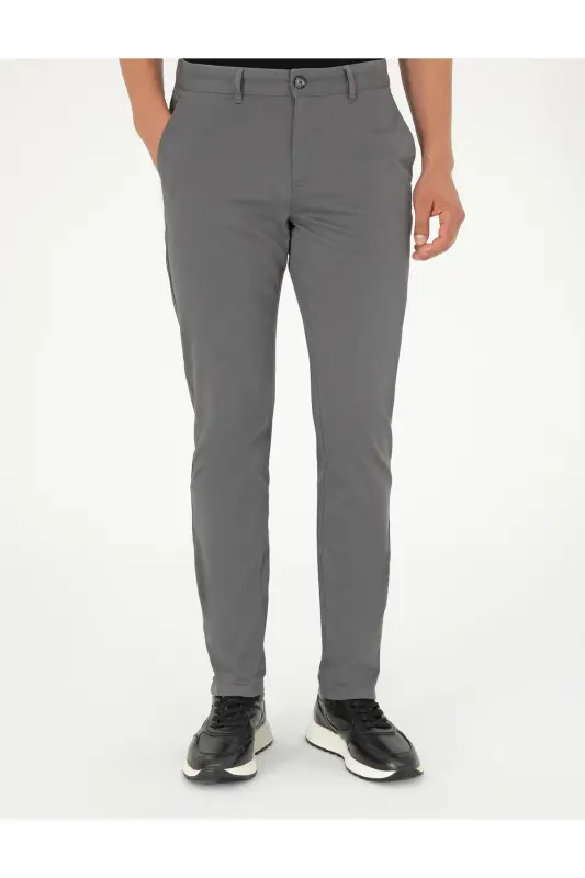 Gri Slim Fit Basic Kanvas Pantolon 50292522-VR024-142342 - 2