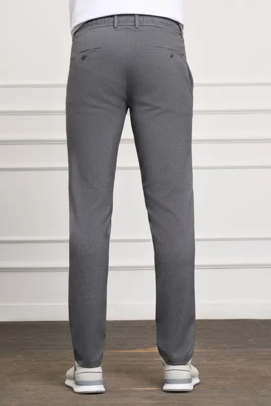 Gri Slim Fit Dar Kesim Yan Cep Bağcıklı Jogger Erkek Pantolon - Gri - 3