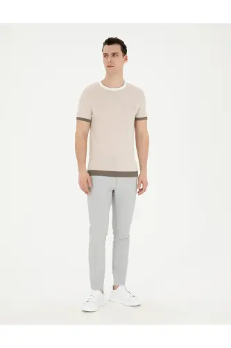 Gri Slim Fit Gofre Bağcıklı Kanvas Pantolon 50284225-VR024-142342 - 3