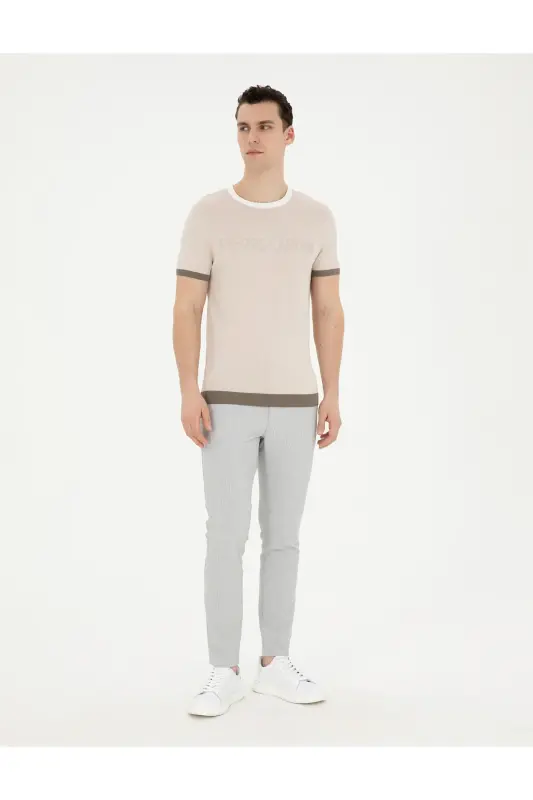 Gri Slim Fit Gofre Bağcıklı Kanvas Pantolon 50284225-VR024-142342 - 3