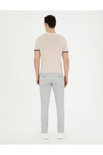 Gri Slim Fit Gofre Bağcıklı Kanvas Pantolon 50284225-VR024-142342 - 4