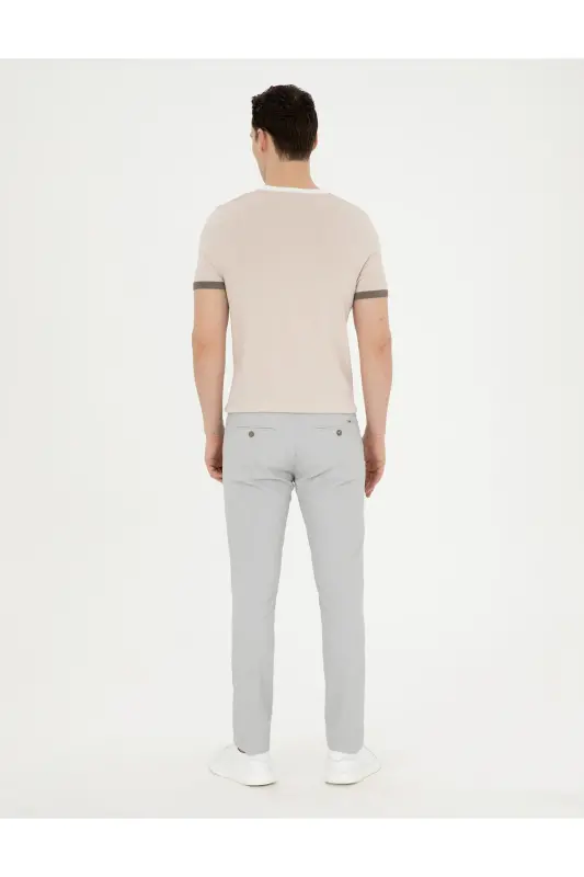 Gri Slim Fit Gofre Bağcıklı Kanvas Pantolon 50284225-VR024-142342 - 4