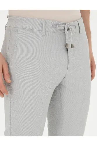 Gri Slim Fit Gofre Bağcıklı Kanvas Pantolon 50284225-VR024-142342 - 5