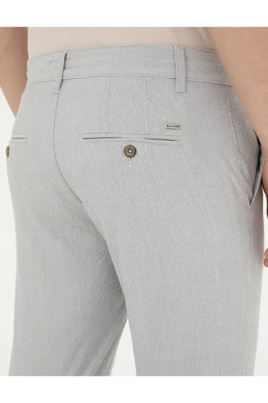 Gri Slim Fit Gofre Bağcıklı Kanvas Pantolon 50284225-VR024-142342 - 7