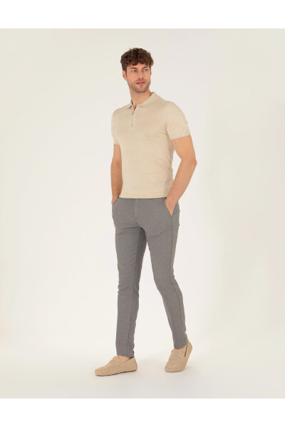 Gri Slim Fit Kanvas Pantolon - 3