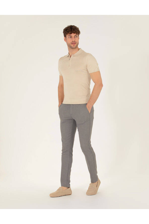 Gri Slim Fit Kanvas Pantolon - 3