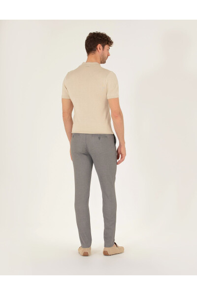 Gri Slim Fit Kanvas Pantolon - 4