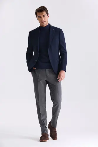 Gri Slim Fit Kumaş Pantolon - JAKAMEN (1)