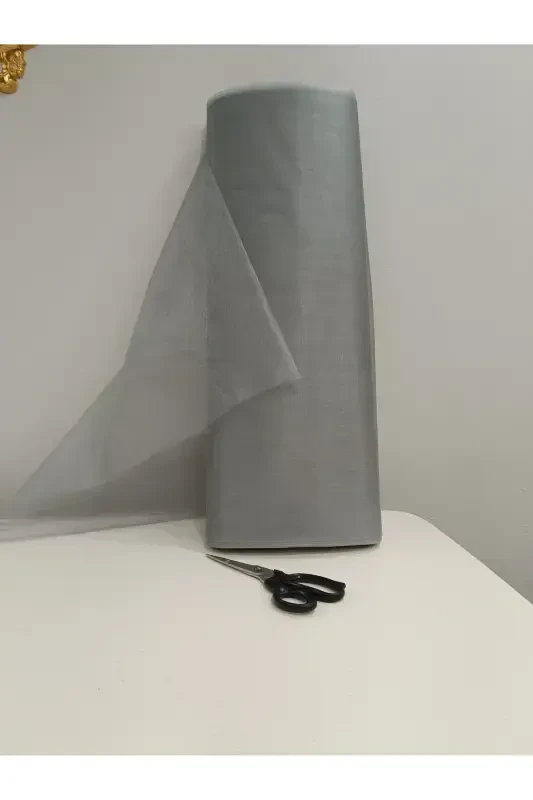 Gri Süsleme Tülü ,bohça Çeyiz Gelin Damat Söz Nişan Nikah Konvoy Kapı Valiz Hediye Süsü,100x300-Gri - 3