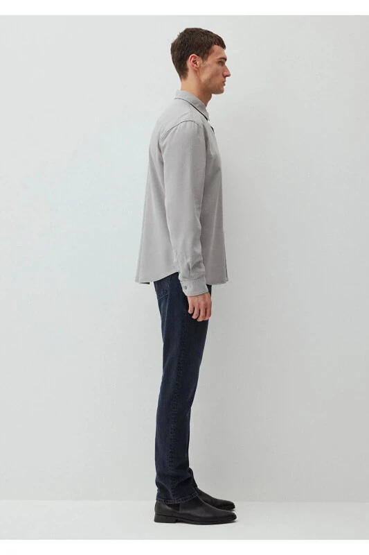 Gri Tencel TM Lyocell Gömlek Regular Fit / Normal Kesim 0210818-70098-Gri - Mavi