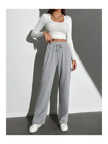 Gri Unisex Regular Fit İnce Eşofman Altı SPR24UEA80-Gri - 3