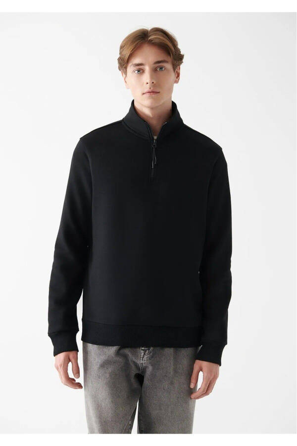 Gri, yarım fermuarlı sweatshirt (0610908-80196) - 2