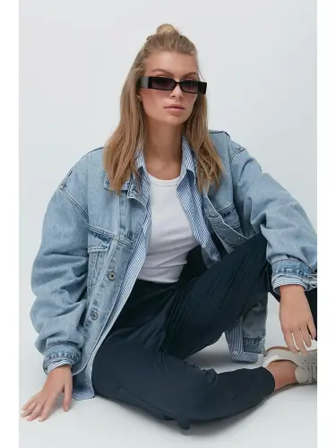 Gri Yüksek Bel Manşetli Paça Jogger Eşofman Altı 811 Füme-Gri - 3