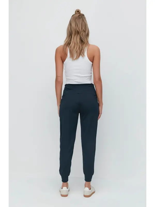 Gri Yüksek Bel Manşetli Paça Jogger Eşofman Altı 811 Füme-Gri - 6