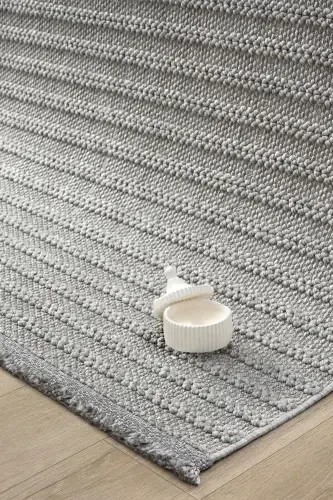 Gri Yumuşak Dokulu Halı Kilim Salon Mutfak Koridor Yolluk Dokuma Makine Halısı 0011-Gri 1 - 1