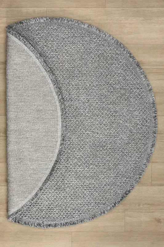 Gri Yumuşak Dokulu Yuvarlak Halı Kilim Salon Mutfak Koridor Yolluk Dokuma Makine Halısı 0010 DAİRE-Gri 4 - 2