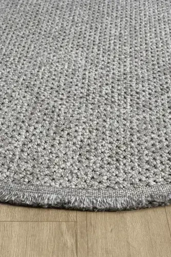 Gri Yumuşak Dokulu Yuvarlak Halı Kilim Salon Mutfak Koridor Yolluk Dokuma Makine Halısı 0010 DAİRE-Gri 4 - 3