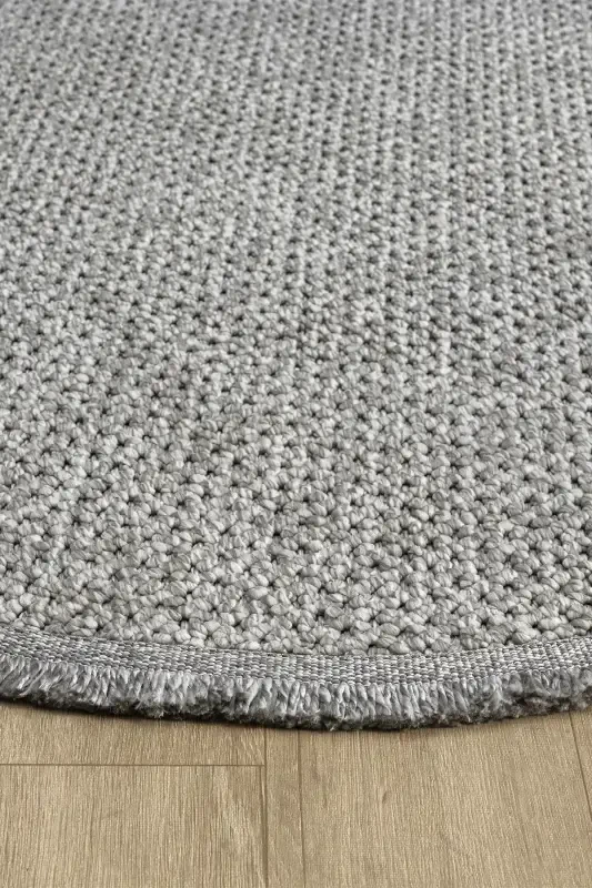 Gri Yumuşak Dokulu Yuvarlak Halı Kilim Salon Mutfak Koridor Yolluk Dokuma Makine Halısı 0010 DAİRE-Gri 4 - 3