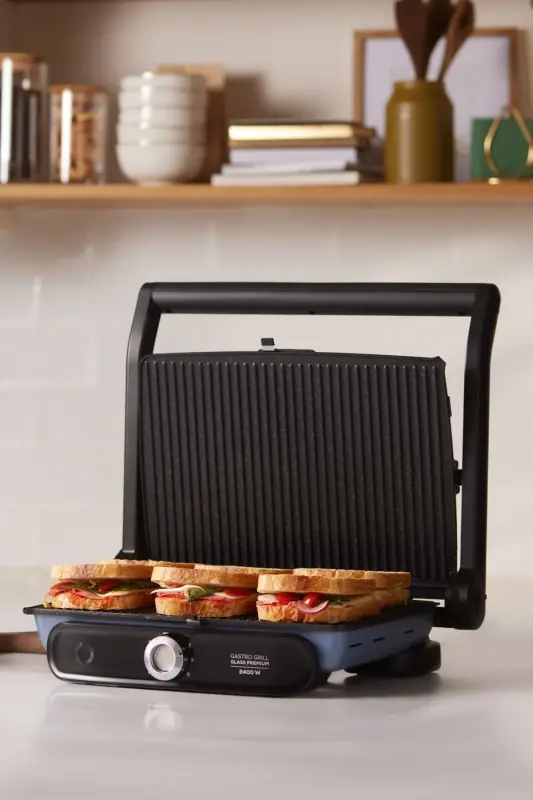 Гриль тостер Gastro Grill Glass Premium 2400w Ocean Wave - Синий - 2
