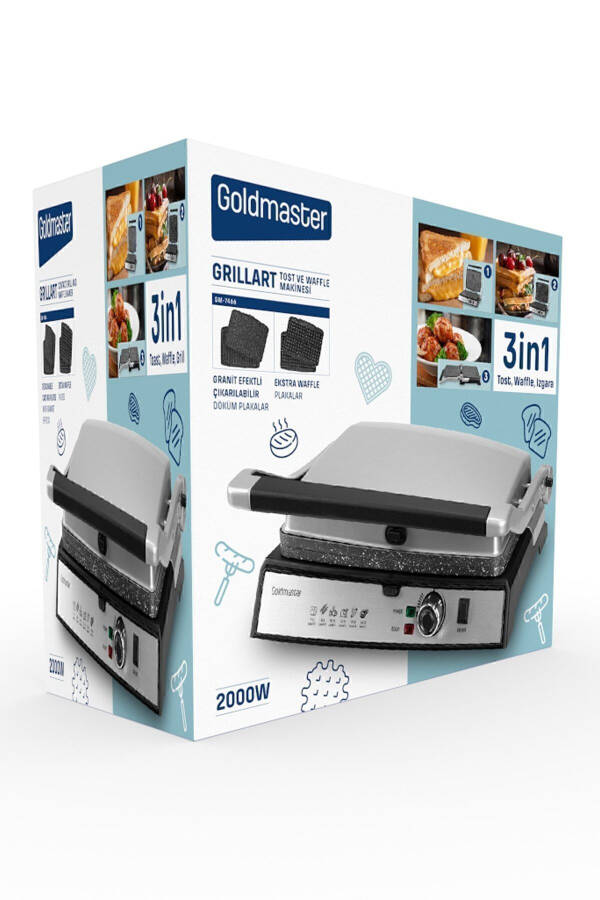 Grillart 2000Vat 3 ta 1 da Granit Chiqariladigan Plita Vafli, Grily, Toaster - 49