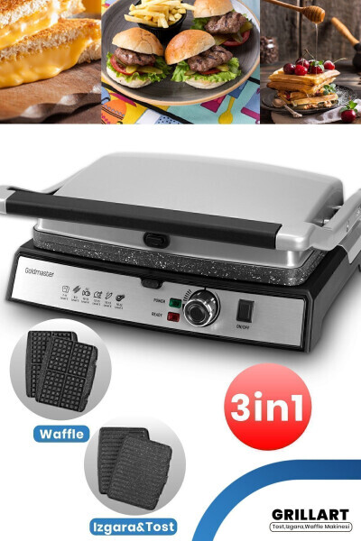 Grillart 2000Vat 3 ta 1 da Granit Chiqariladigan Plita Vafli, Grily, Toaster - 26