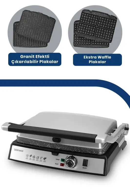 Grillart 2000Vat 3 ta 1 da Granit Chiqariladigan Plita Vafli, Grily, Toaster - 9