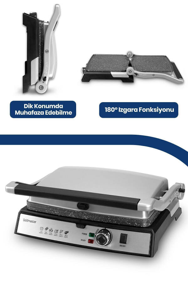Grillart 2000Watt 3-in-1 Granite Removable Plate Waffle, Grill, Toaster - 43