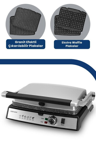 Grillart 2000Watt 3-in-1 Granite Removable Plate Waffle, Grill, Toaster - 23