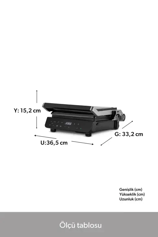 Grilliant 1343h Glass Surface, 5 Preset Programs, Cast Plate, LED Display Talking Toaster - 3