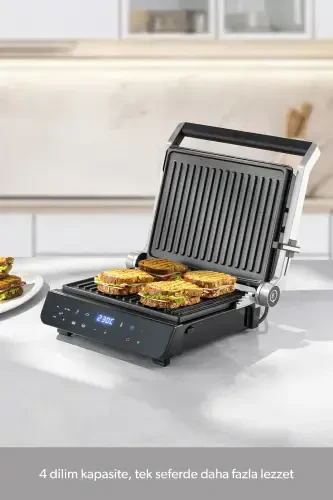 Grilliant 1343h Glass Surface, 5 Preset Programs, Cast Plate, LED Display Talking Toaster - 4