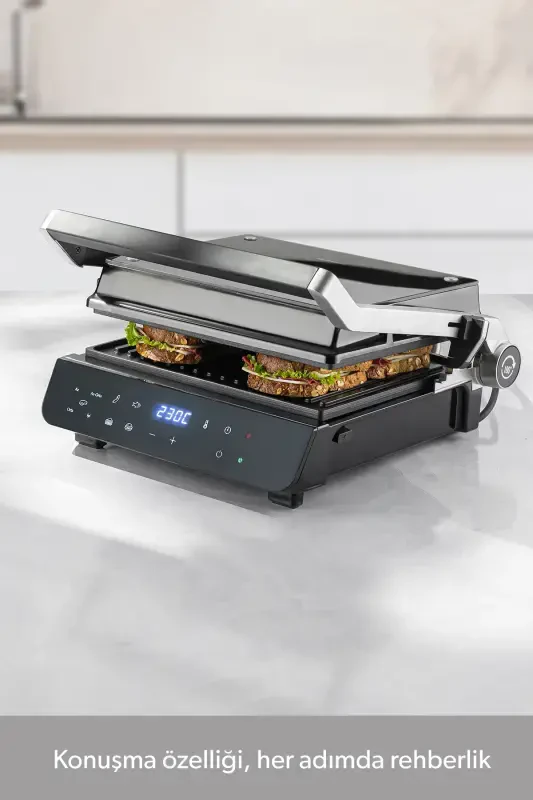 Grilliant 1343h Glass Surface, 5 Preset Programs, Cast Plate, LED Display Talking Toaster - 11