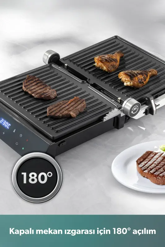 Grilliant 1343h Glass Surface, 5 Preset Programs, Cast Plate, LED Display Talking Toaster - 3