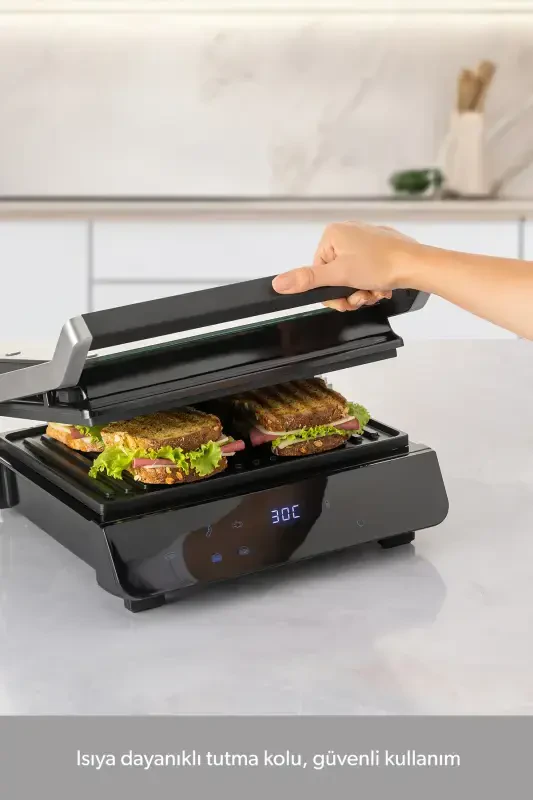 Grilliant 1343h Shisha Yuzali, 5 Tayyor Dasturli, Quyma Plitali, LED Ekranli Gapiradigan Toaster - 7