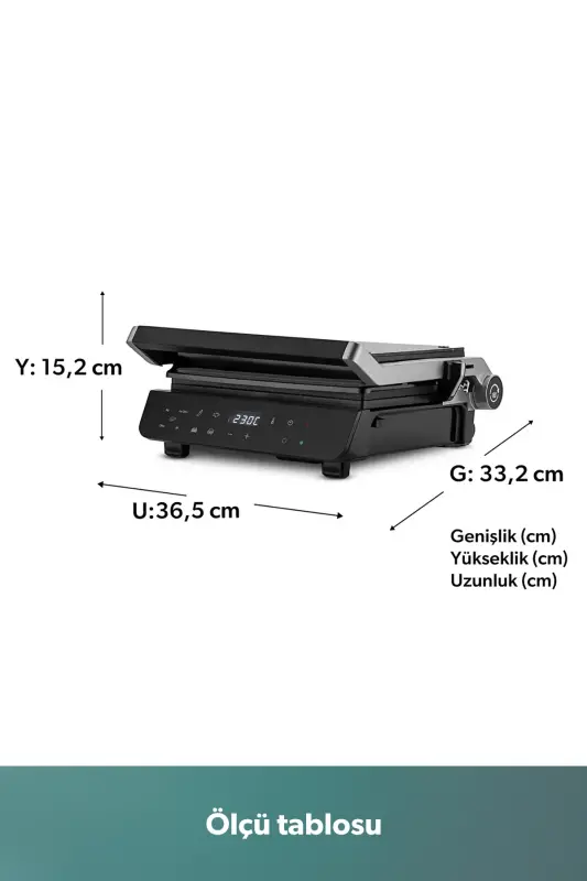 Grilliant 1343h Shisha Yuzali, 5 Tayyor Dasturli, Quyma Plitali, LED Ekranli Gapiradigan Toaster - 2