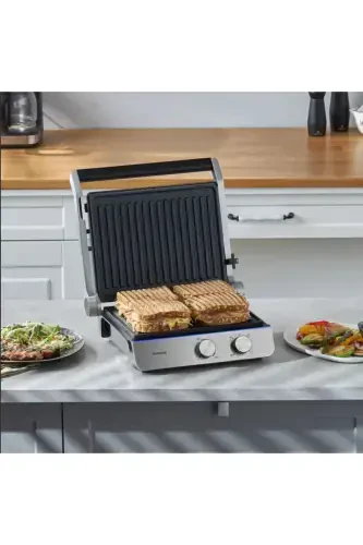 Grilliant 1344H Inox Body, Cast Plate Toast and Grill Machine-Silver - 1