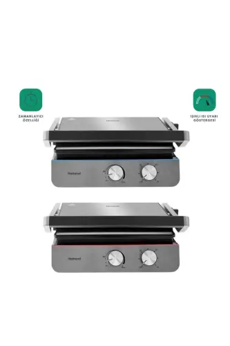Grilliant 1344H Inox Body, Cast Plate Toast and Grill Machine-Silver - 5