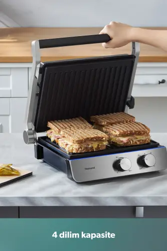 Grilliant 1344h Inox Gövdeli, Döküm Çıkarılabilir Plakalı Tost Ve Izgara Makinesi - Gri - 6