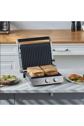 Grilliant 1344H Inox korpusli, quyma plitali Tost va Gril mashinasi - Kumush - 1