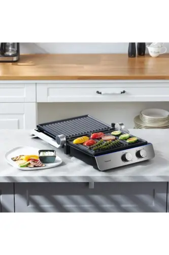 Grilliant 1344H Inox korpusli, quyma plitali Tost va Gril mashinasi - Kumush - 3