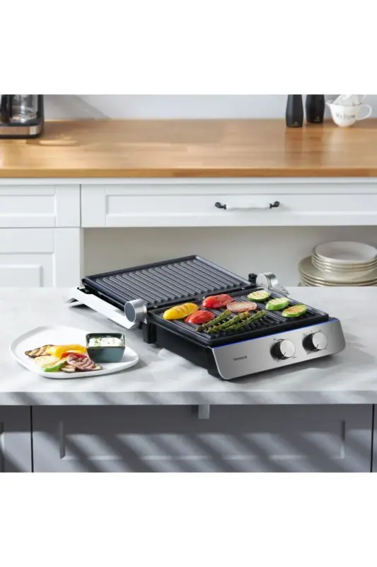 Grilliant 1344H Inox korpusli, quyma plitali Tost va Gril mashinasi - Kumush - 3