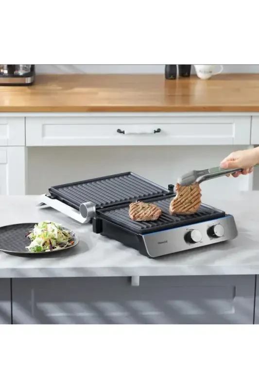 Grilliant 1344H Inox korpusli, quyma plitali Tost va Gril mashinasi - Kumush - 2